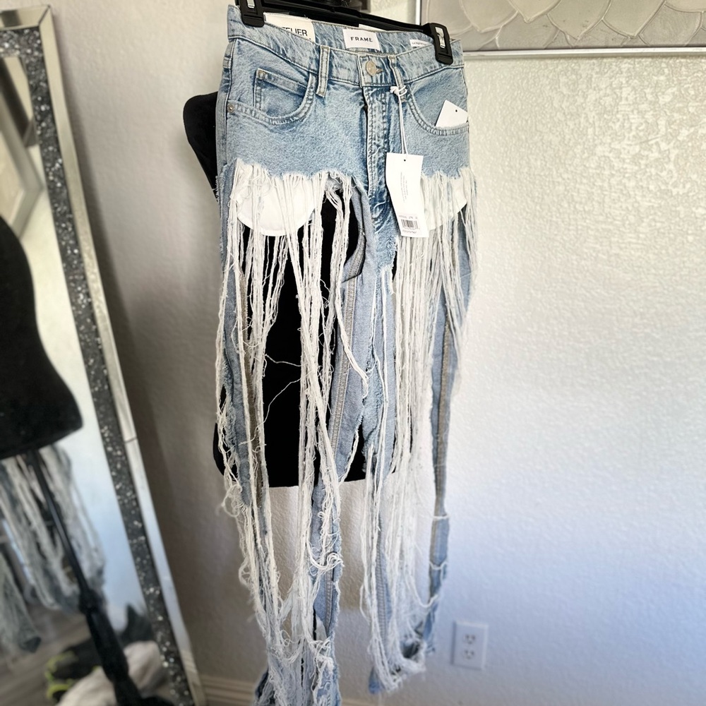 Frame Jeans Straight Leg (RARE!).Atelier Le High 'N' Tight Straight Utopia Shred - Picture 8 of 12
